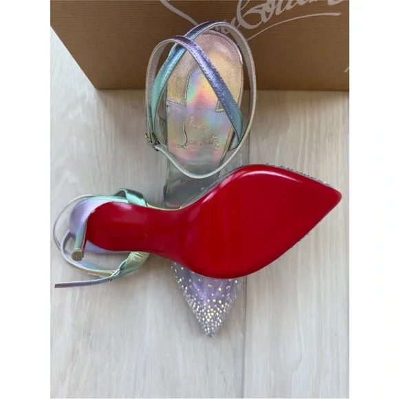 Christian Louboutin Blue D'Orsay Heels with Glitter Embellishments - Picture 6 of 15